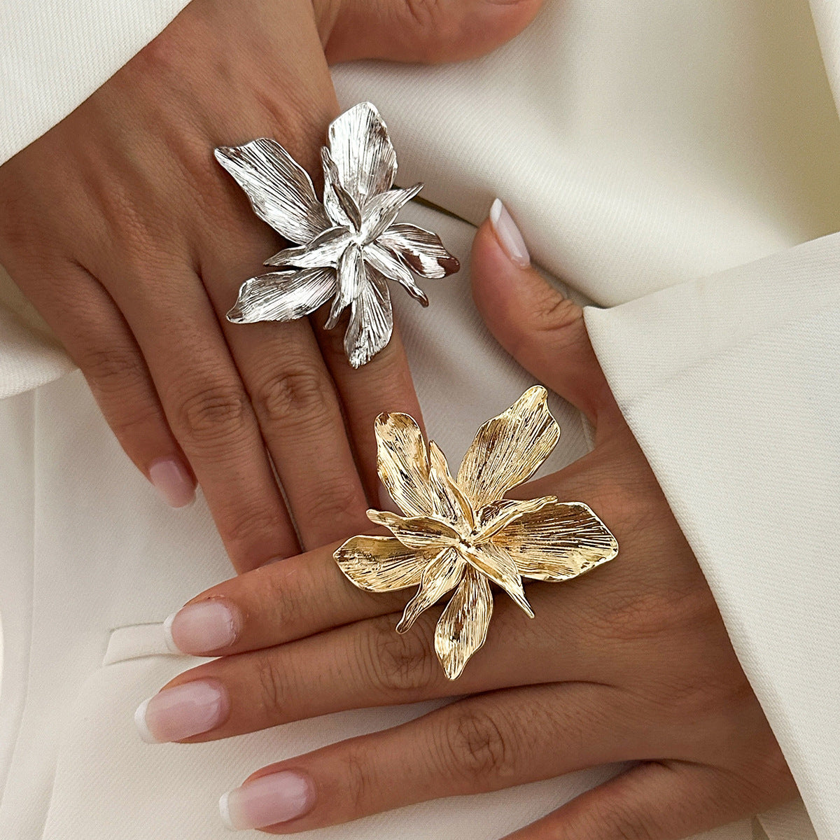 Wholesale Five-petal flower three-dimensional flower opening ring
